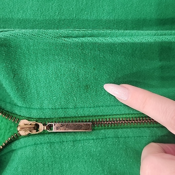 RARE Authentic Tory Burch Vibrant Green Hoodie with Gold Logos, Sz S - Picture 4 of 8